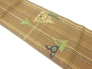 アンティーク 縞に鱗・草花模様織出し昼夜帯(材料)